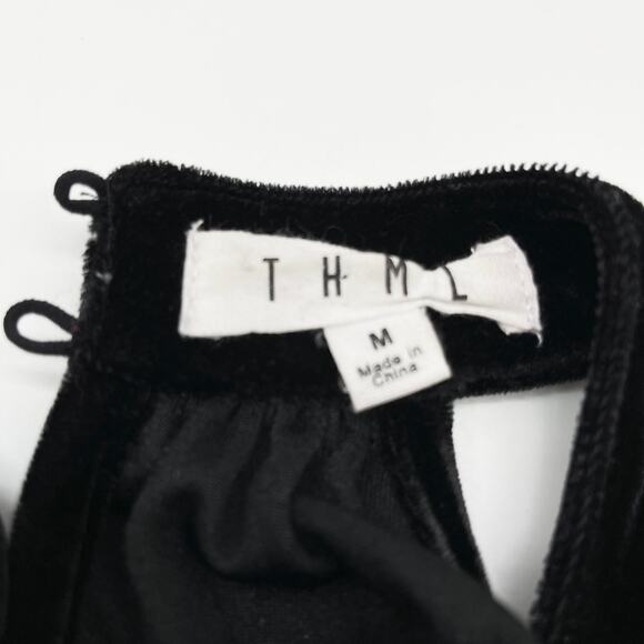 THML Womens Halter Butterfly Velvet Tank Top Black Size M Y2K Emo Goth Grunge - Picture 6 of 12